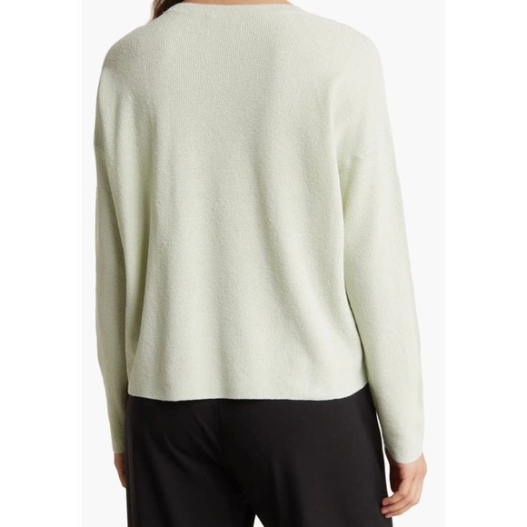 NWT-Eileen Fisher Women's Linen Blend Crewneck Long-Sleeve Top-Mist-PM - Picture 4 of 7